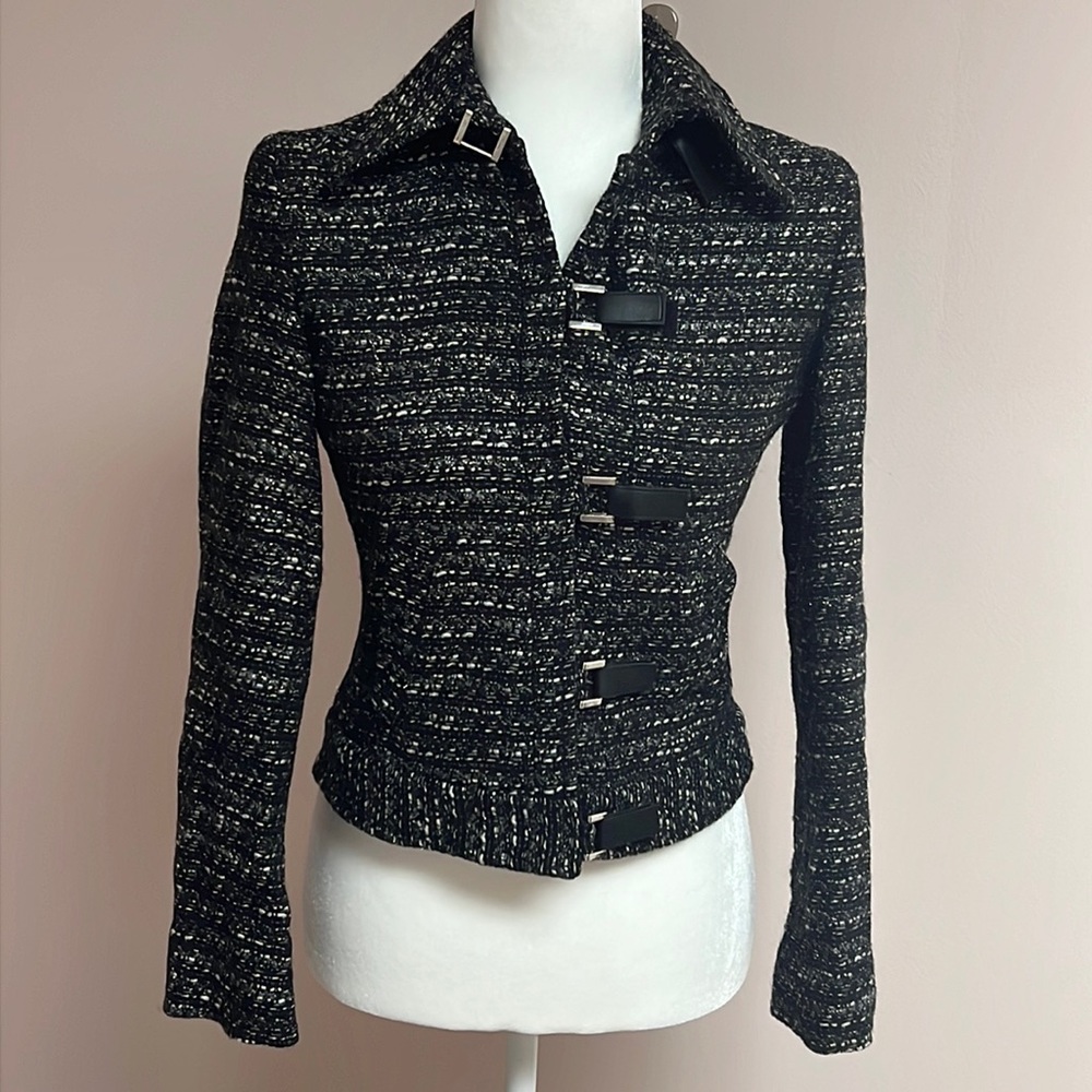 Vintage Wool blend dress jacket from KOOKAï black white silver EUC